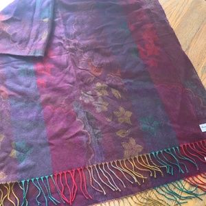 AURORA PACI ITALIA acrylic shawl scarf (or on chair for color) 31” x 70”